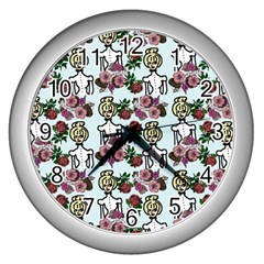 Victorian Girl Blue Wall Clock (silver) by snowwhitegirl