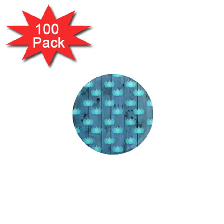 Zen Lotus Wood Wall Blue 1  Mini Magnets (100 pack) 