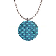 Zen Lotus Wood Wall Blue 1  Button Necklace by snowwhitegirl