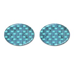 Zen Lotus Wood Wall Blue Cufflinks (oval) by snowwhitegirl