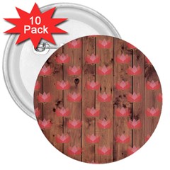 Zen Lotus Wood Wall 3  Buttons (10 pack) 