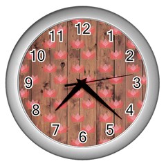 Zen Lotus Wood Wall Wall Clock (Silver)