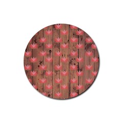 Zen Lotus Wood Wall Rubber Coaster (Round) 