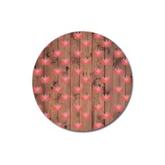 Zen Lotus Wood Wall Magnet 3  (Round)