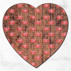 Zen Lotus Wood Wall Jigsaw Puzzle (heart) by snowwhitegirl