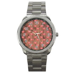 Zen Lotus Wood Wall Sport Metal Watch