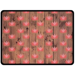 Zen Lotus Wood Wall Fleece Blanket (Large) 