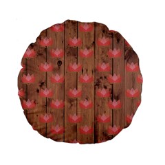 Zen Lotus Wood Wall Standard 15  Premium Round Cushions