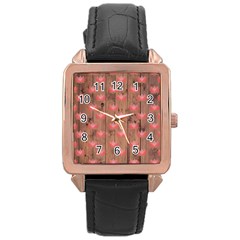 Zen Lotus Wood Wall Rose Gold Leather Watch  by snowwhitegirl