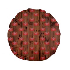 Zen Lotus Wood Wall Standard 15  Premium Flano Round Cushions