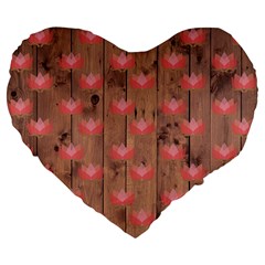 Zen Lotus Wood Wall Large 19  Premium Flano Heart Shape Cushions by snowwhitegirl