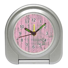 Old Pink Wood Wall Travel Alarm Clock by snowwhitegirl