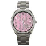 Old Pink Wood Wall Sport Metal Watch Front