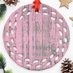 Old Pink Wood Wall Round Filigree Ornament (two Sides) by snowwhitegirl