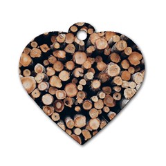 Wood Stick Piles Dog Tag Heart (one Side) by snowwhitegirl