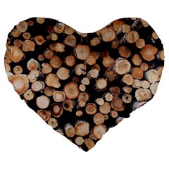 Wood Stick Piles Large 19  Premium Heart Shape Cushions by snowwhitegirl