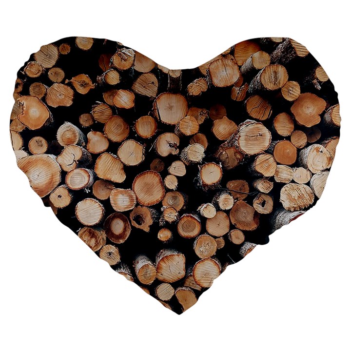 Wood Stick Piles Large 19  Premium Heart Shape Cushions