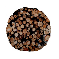 Wood Stick Piles Standard 15  Premium Flano Round Cushions by snowwhitegirl