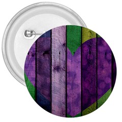 Wood Wall Heart Purple Green 3  Buttons by snowwhitegirl