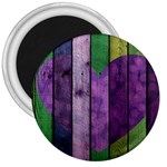 Wood Wall Heart Purple Green 3  Magnets Front