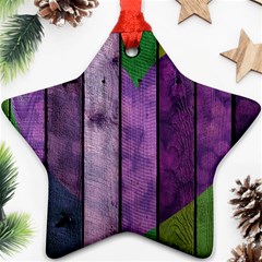 Wood Wall Heart Purple Green Ornament (star) by snowwhitegirl