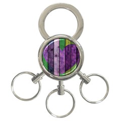 Wood Wall Heart Purple Green 3-ring Key Chains by snowwhitegirl