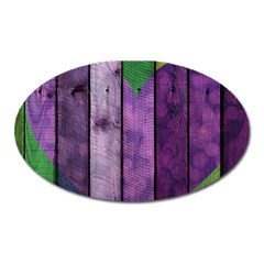 Wood Wall Heart Purple Green Oval Magnet by snowwhitegirl