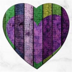 Wood Wall Heart Purple Green Jigsaw Puzzle (heart) by snowwhitegirl