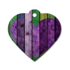 Wood Wall Heart Purple Green Dog Tag Heart (two Sides) by snowwhitegirl