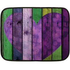 Wood Wall Heart Purple Green Fleece Blanket (mini) by snowwhitegirl