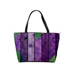 Wood Wall Heart Purple Green Classic Shoulder Handbag by snowwhitegirl