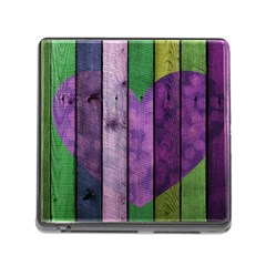 Wood Wall Heart Purple Green Memory Card Reader (square 5 Slot) by snowwhitegirl