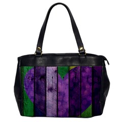 Wood Wall Heart Purple Green Oversize Office Handbag by snowwhitegirl