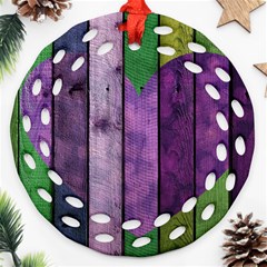 Wood Wall Heart Purple Green Ornament (round Filigree) by snowwhitegirl