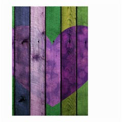 Wood Wall Heart Purple Green Small Garden Flag (two Sides) by snowwhitegirl