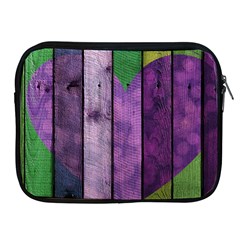 Wood Wall Heart Purple Green Apple Ipad 2/3/4 Zipper Cases by snowwhitegirl