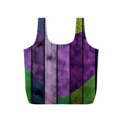 Wood Wall Heart Purple Green Full Print Recycle Bag (s) by snowwhitegirl