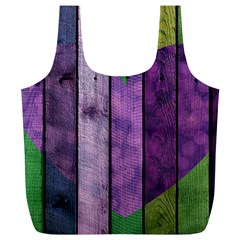 Wood Wall Heart Purple Green Full Print Recycle Bag (xl) by snowwhitegirl