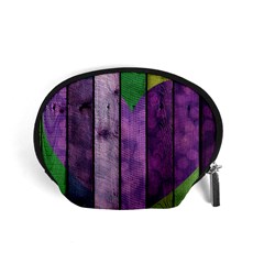 Wood Wall Heart Purple Green Accessory Pouch (small) by snowwhitegirl