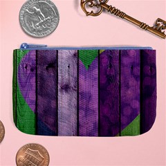 Wood Wall Heart Purple Green Large Coin Purse by snowwhitegirl