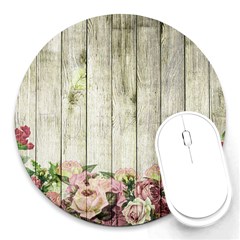 Floral Wood Wall Round Mousepads by snowwhitegirl