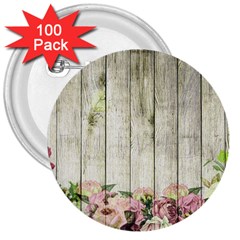 Floral Wood Wall 3  Buttons (100 Pack)  by snowwhitegirl