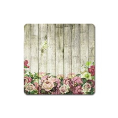 Floral Wood Wall Square Magnet by snowwhitegirl