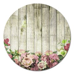 Floral Wood Wall Magnet 5  (round) by snowwhitegirl