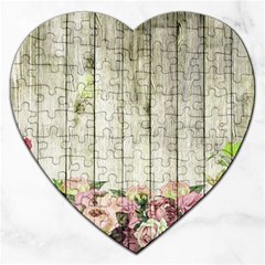 Floral Wood Wall Jigsaw Puzzle (heart) by snowwhitegirl