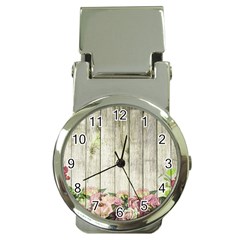 Floral Wood Wall Money Clip Watches by snowwhitegirl