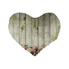 Floral Wood Wall Standard 16  Premium Heart Shape Cushions by snowwhitegirl