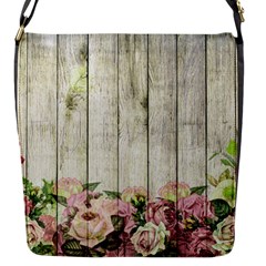 Floral Wood Wall Flap Closure Messenger Bag (s) by snowwhitegirl