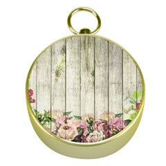 Floral Wood Wall Gold Compasses by snowwhitegirl