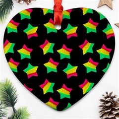 Ombre Glitter Pink Green Star Pat Ornament (heart) by snowwhitegirl